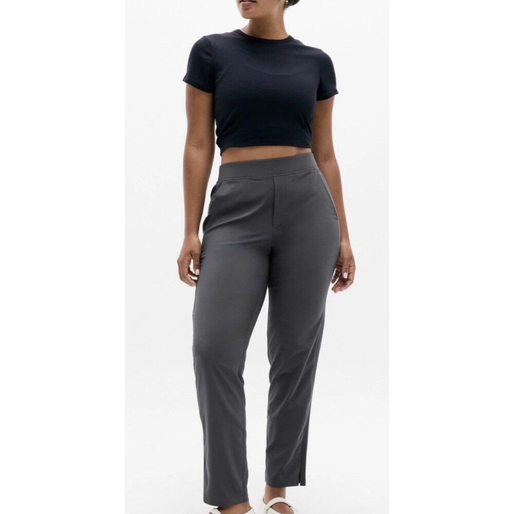 Athleta Brooklyn Ankle Pants Women 10 Black Tapered Stretch Travel Excellent